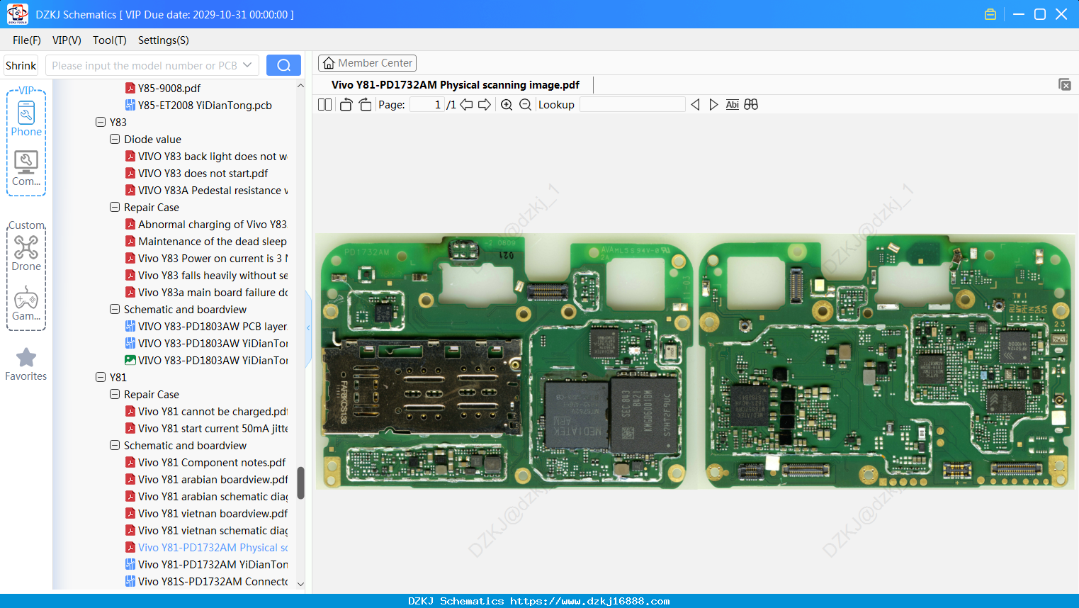Vivo Y81-PD1732AM Physical Scanning Image